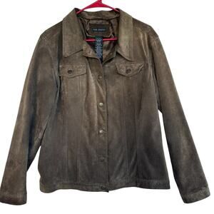 VTG Brown Suede Leather Jacket Women XL Western Festival Boho Office Chic Blazer